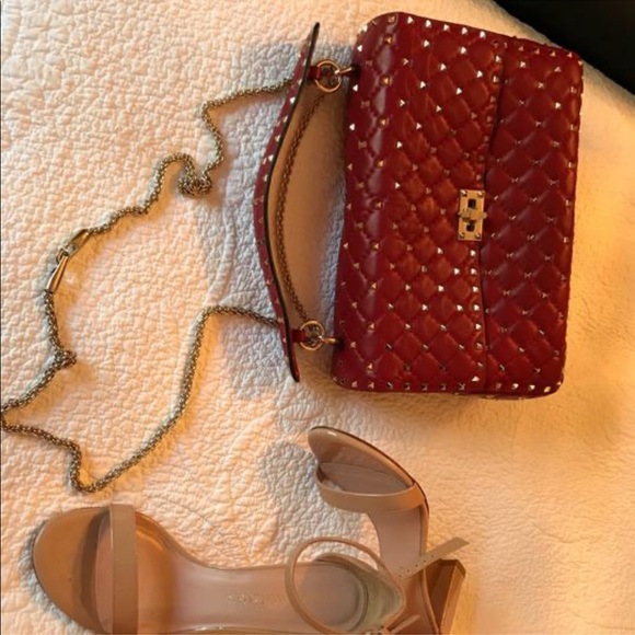 Chain Rockstud Spike Red Cross body bag - Picture 2 of 14